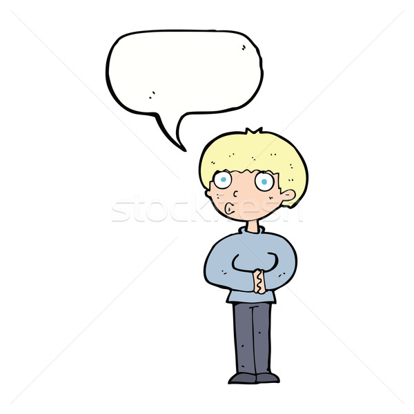 Cartoon любопытный человека речи пузырь стороны дизайна Сток-фото © lineartestpilot