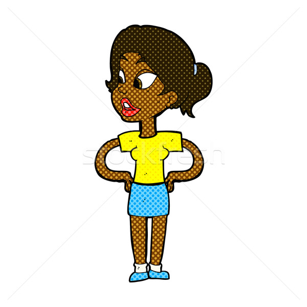 comic cartoon woman with hands on hips Stock photo © lineartestpilot