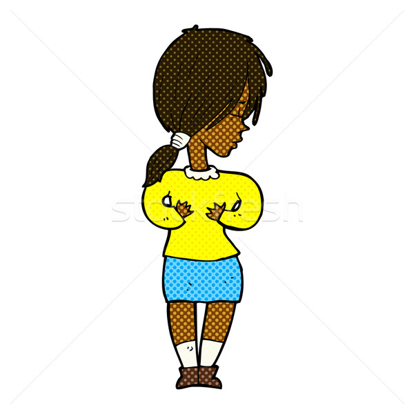 Comic desen animat timid femeie retro Imagine de stoc © lineartestpilot