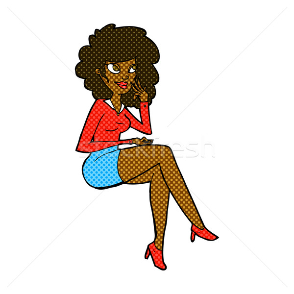 комического Cartoon служба женщину сидят ретро Сток-фото © lineartestpilot