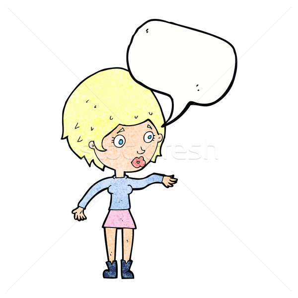 cartoon concerned woman reaching out with speech bubble Stock photo © lineartestpilot