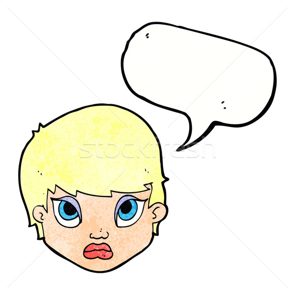 Cartoon дуется женщину речи пузырь стороны лице Сток-фото © lineartestpilot