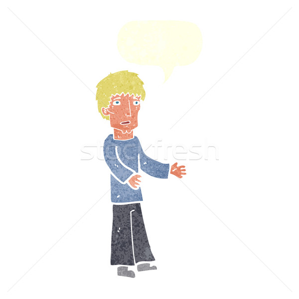 Cartoon man uitleggen tekstballon hand ontwerp Stockfoto © lineartestpilot