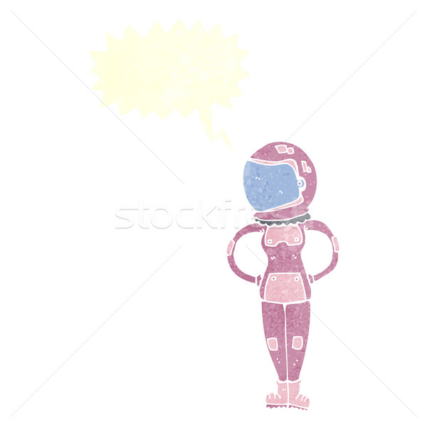 cartoon female astronaut with speech bubble Stock photo © lineartestpilot