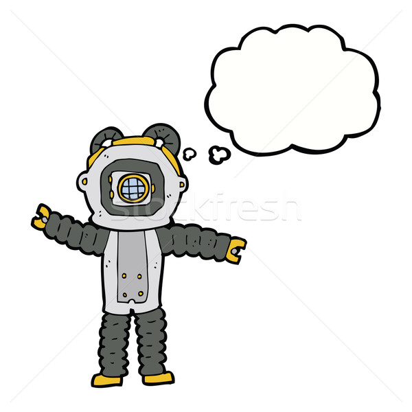 cartoon deep sea diver with thought bubble Stock photo © lineartestpilot