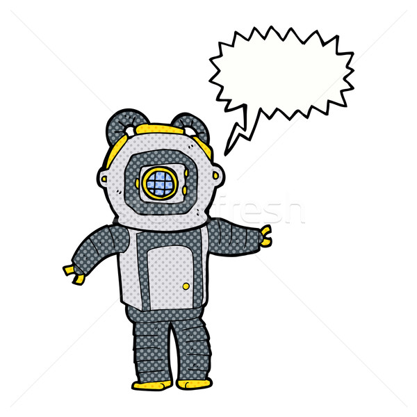 cartoon deep sea diver  with speech bubble Stock photo © lineartestpilot