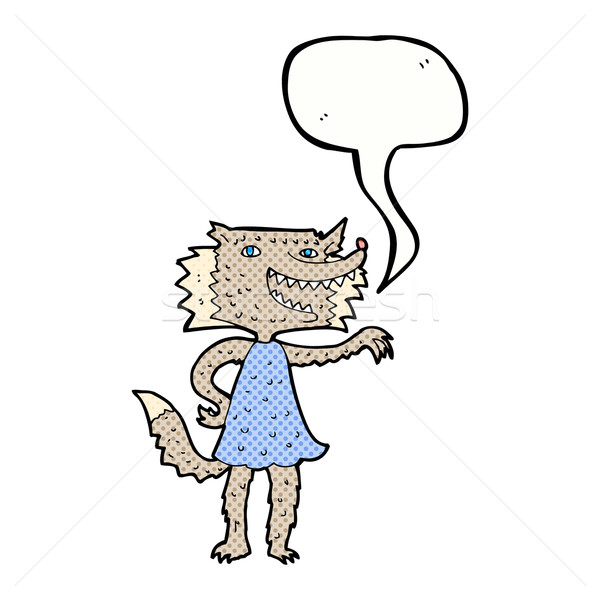 cartoon wolf girl with speech bubble Stock photo © lineartestpilot