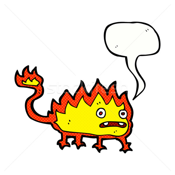 Cartoon peu feu démon bulle main [[stock_photo]] © lineartestpilot