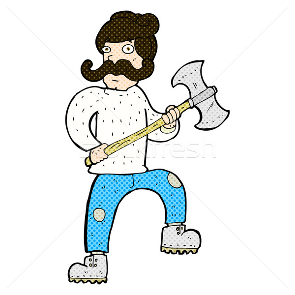 comic cartoon man with axe Stock photo © lineartestpilot