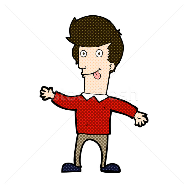 Dessinées cartoon homme sur langue rétro [[stock_photo]] © lineartestpilot