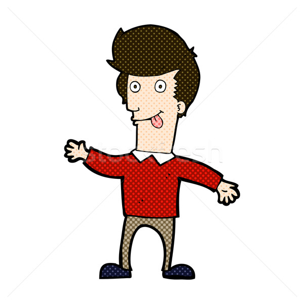 comic cartoon man sticking out tongue Stock photo © lineartestpilot