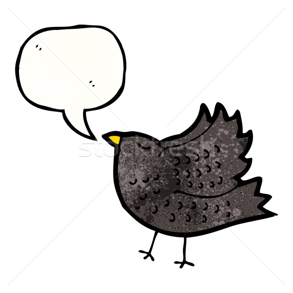 Cartoon linea uccello nero retro disegno Foto d'archivio © lineartestpilot