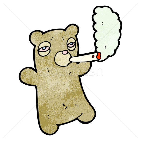 Rajz medve dohányzás marihuána vicces rajz Stock fotó © lineartestpilot