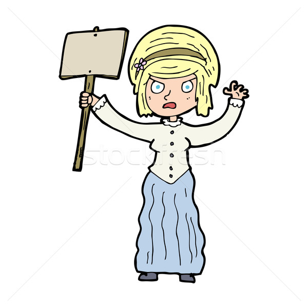 cartoon vicorian woman protesting Stock photo © lineartestpilot