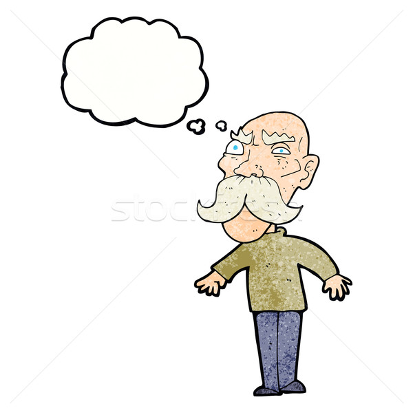 Rajz mérges idős férfi gondolatbuborék kéz férfi Stock fotó © lineartestpilot