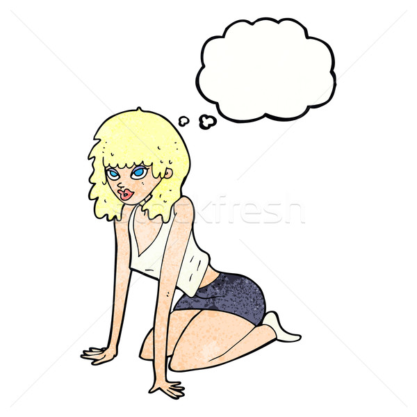 Stockfoto: Cartoon · vrouw · sexy · pose · gedachte · bel