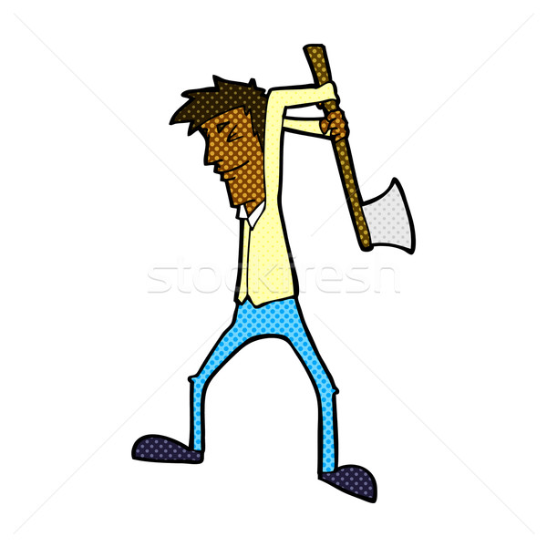 comic cartoon man swinging axe Stock photo © lineartestpilot