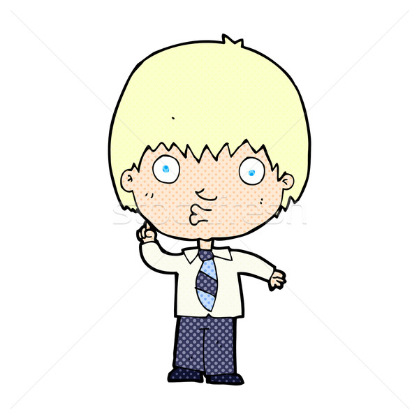 comic cartoon school boy answering question Stock photo © lineartestpilot