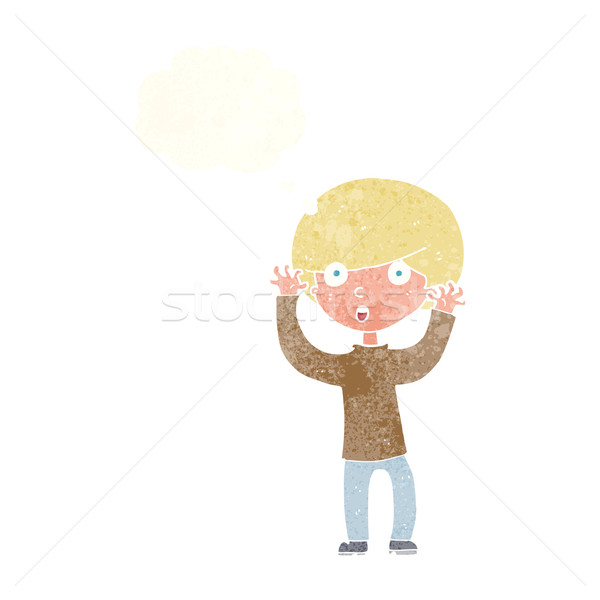 cartoon startled boy with thought bubble Stock photo © lineartestpilot