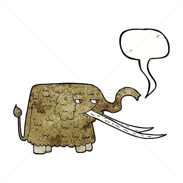 cartoon woolly mammoth with speech bubble Stock photo © lineartestpilot