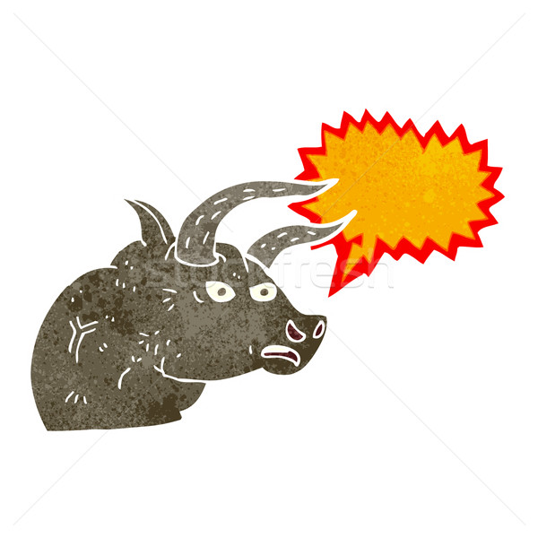 cartoon angry bull head with speech bubble Stock photo © lineartestpilot