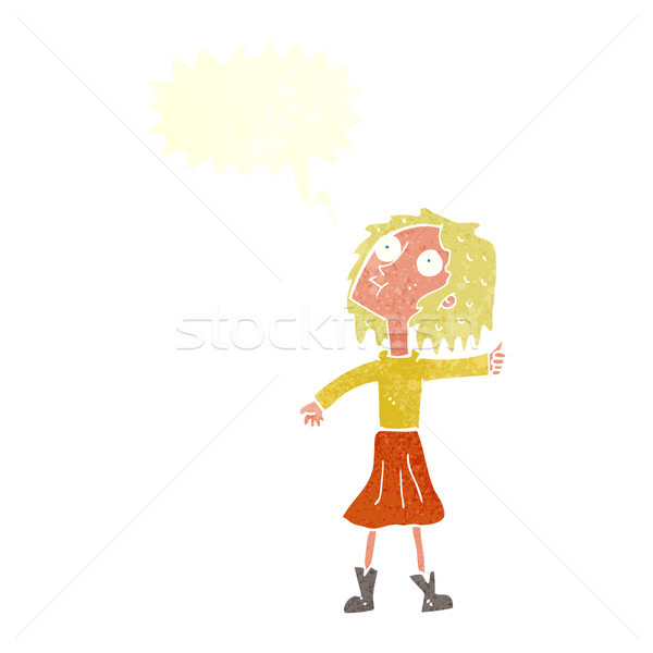 cartoon woman looking up to the sky with speech bubble Stock photo © lineartestpilot