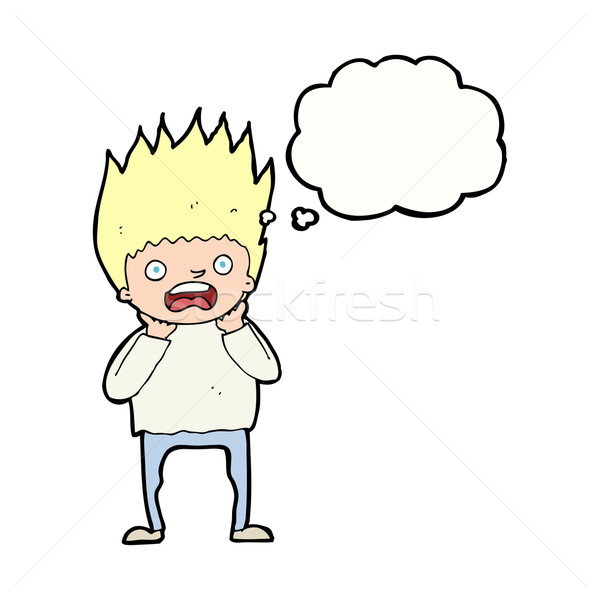 cartoon man panicking with thought bubble Stock photo © lineartestpilot