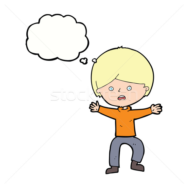 cartoon boy panicking  with thought bubble Stock photo © lineartestpilot