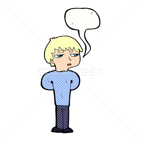 cartoon antisocial boy with speech bubble Stock photo © lineartestpilot