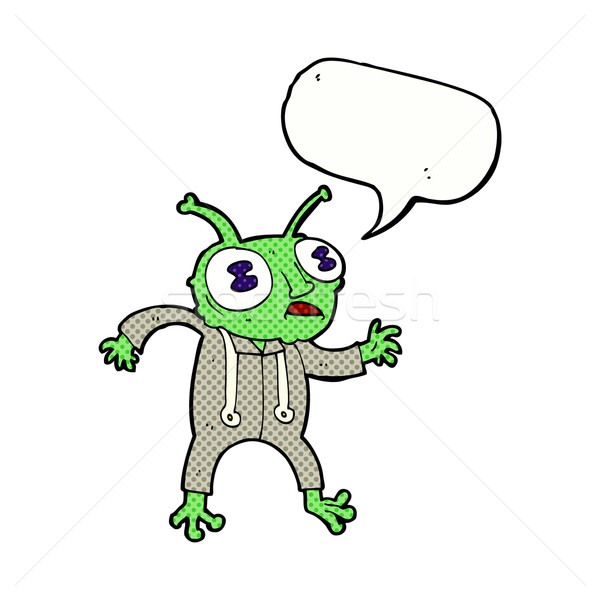 cartoon alien spaceman with speech bubble Stock photo © lineartestpilot