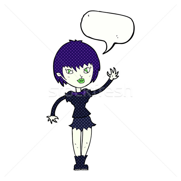 Desen animat vampir fată bule de vorbire femeie mână Imagine de stoc © lineartestpilot