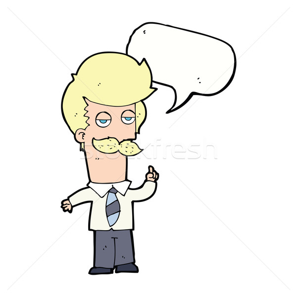 Desenho animado bigode balão de fala mão homem Foto stock © lineartestpilot