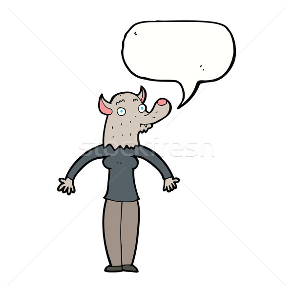 cartoon friendly werewolf woman with speech bubble Stock photo © lineartestpilot