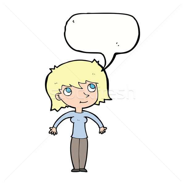 cartoon woman shrugging with speech bubble Stock photo © lineartestpilot