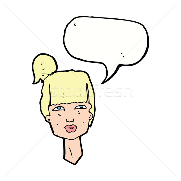 cartoon female head with speech bubble Stock photo © lineartestpilot