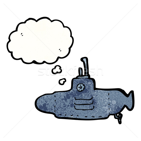 Desen animat submarin vorbesc retro gândire desen Imagine de stoc © lineartestpilot