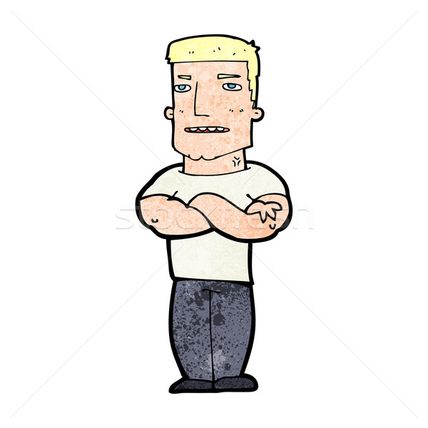 Karikatur zäh guy gefaltet Arme Mann Stock foto © lineartestpilot