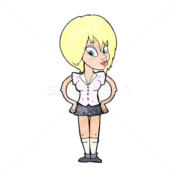 cartoon woman with hands on hips Stock photo © lineartestpilot