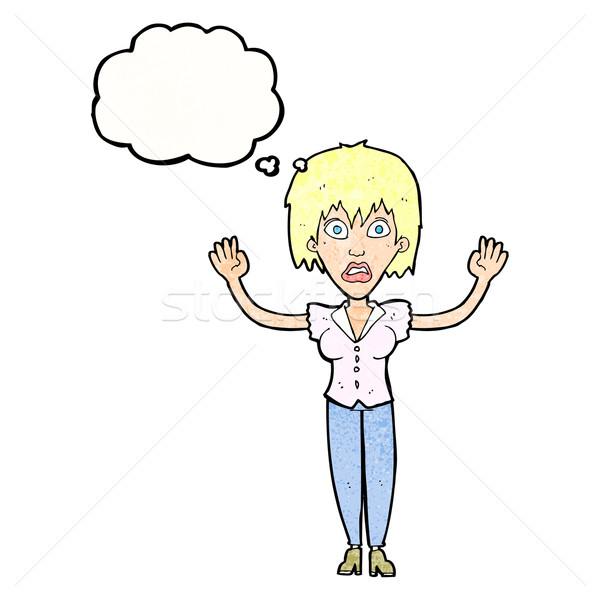 cartoon woman stressing out with thought bubble Stock photo © lineartestpilot