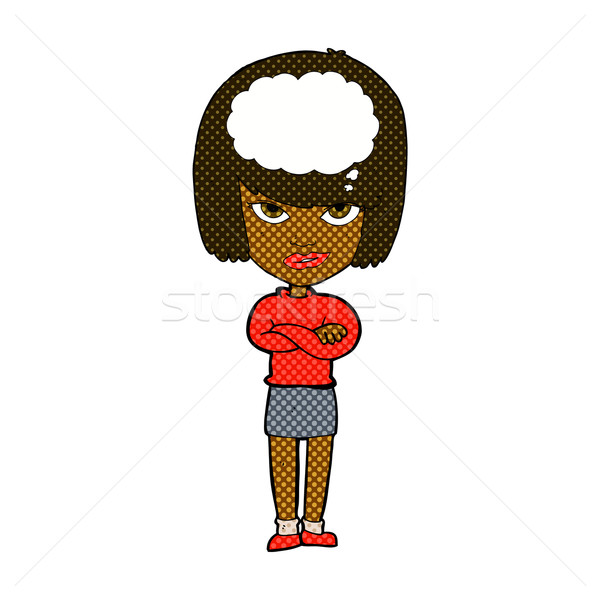 comic cartoon woman with folded arms imagining Stock photo © lineartestpilot