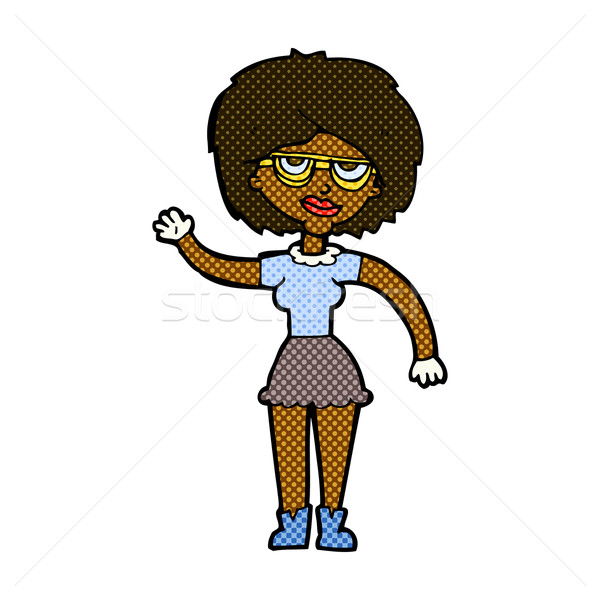 Comic Karikatur Frau tragen Brillen Stock foto © lineartestpilot