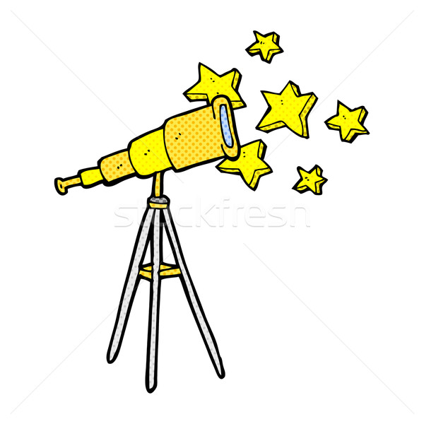 Komik karikatür teleskop Retro stil Stok fotoğraf © lineartestpilot
