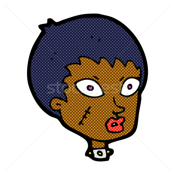 Comic Karikatur weiblichen Zombie Kopf Retro Stock foto © lineartestpilot