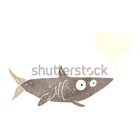 Desen animat fericit rechin bule gandire mână proiect Imagine de stoc © lineartestpilot