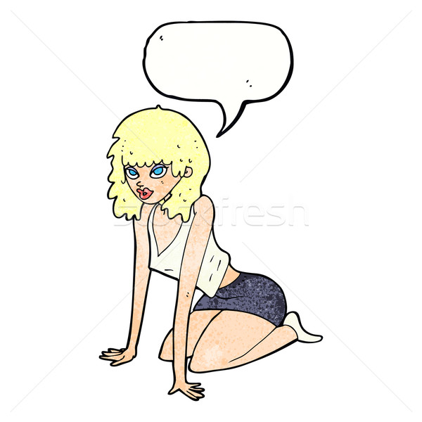 Cartoon mujer sexy plantean bocadillo Foto stock © lineartestpilot