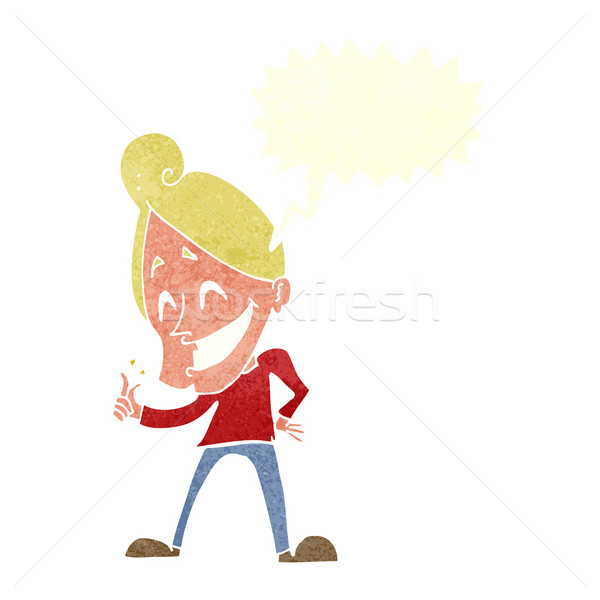 Stock photo: cartoon man snapping fingers with speech bubble