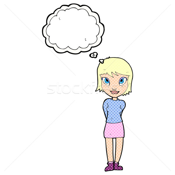 cartoon pretty girl with thought bubble Stock photo © lineartestpilot
