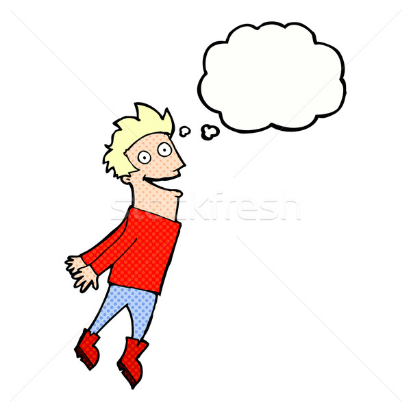 cartoon drenched man flying with thought bubble Stock photo © lineartestpilot