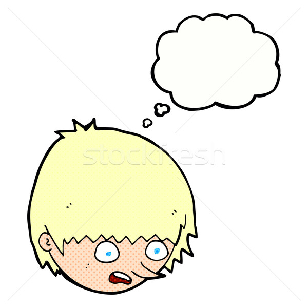 Stock photo: cartoon stressed face with thought bubble