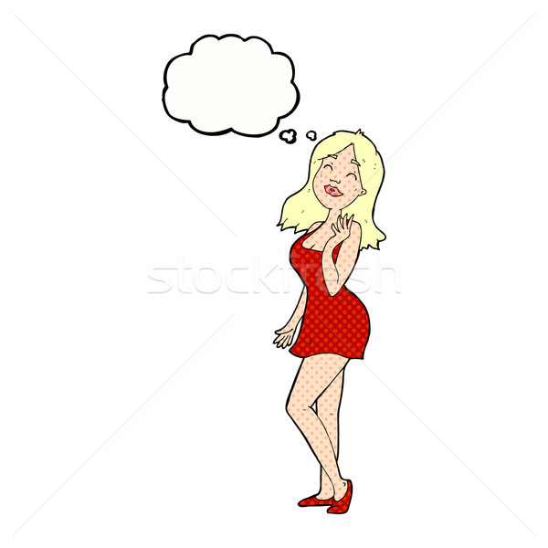 Desenho animado mulher bonita balão de pensamento mulher mão Foto stock © lineartestpilot